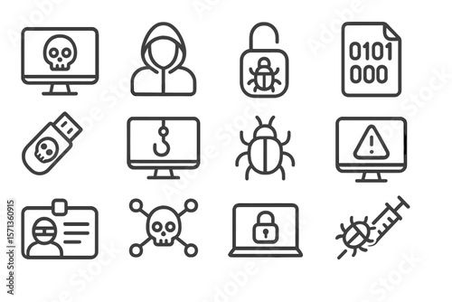 Cybersecurity threats vector illustration for infographics and educational materials