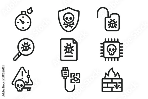 Cybersecurity alert symbols vector illustration for technology design projects