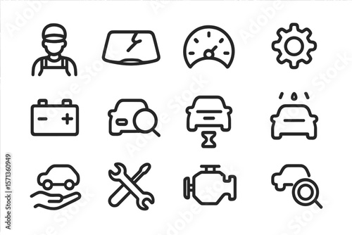 Automotive maintenance icons vector illustration for repair and service design