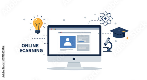 Online learning platform vector illustration - educational design for digital learning concepts