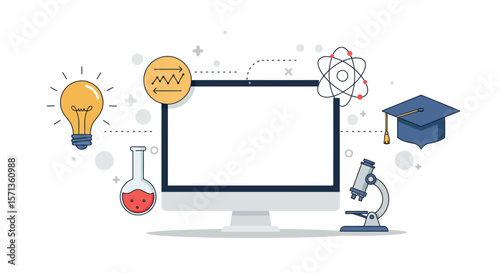 Educational science technology concept vector illustration for learning and innovation design