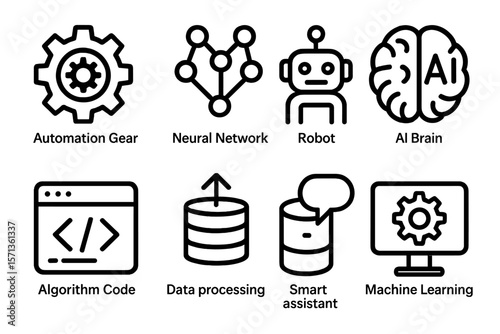 Technology and innovation vector illustration of automation, neural networks, ai, and machine learning concepts