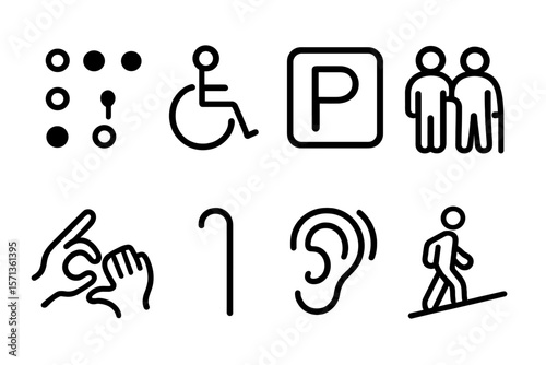 Inclusive accessibility symbols vector illustration for signage and design in flat style