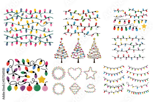 Christmas Lights Vector Decoration Set