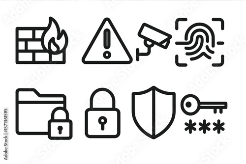 Cybersecurity vector illustration: security icons suitable for design, print, and web