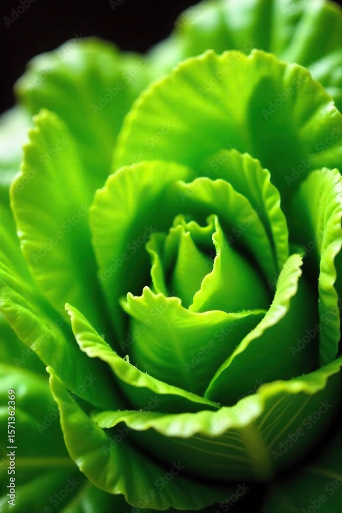 Fototapeta premium Freshly Harvested Green Lettuce Vibrant, Dew-Kissed Leaves Perfect for Healthy Salads and Recipes