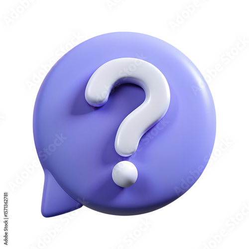 3d icon of a purple question mark speech bubble isolated on transparent background