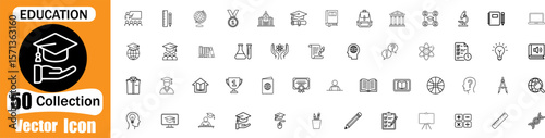 Education and Learning thin line icons set. Education, School, and Learning editable stroke icons. Vector illustration
