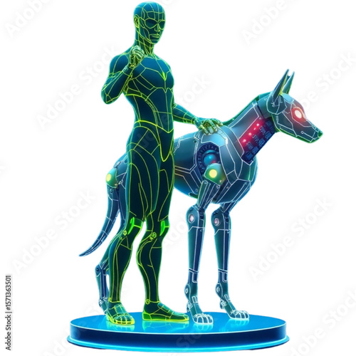Hero with robotic dog companion