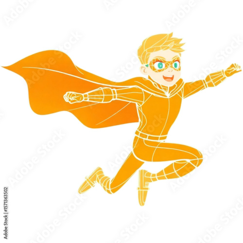 Young sidekick hero in action pose