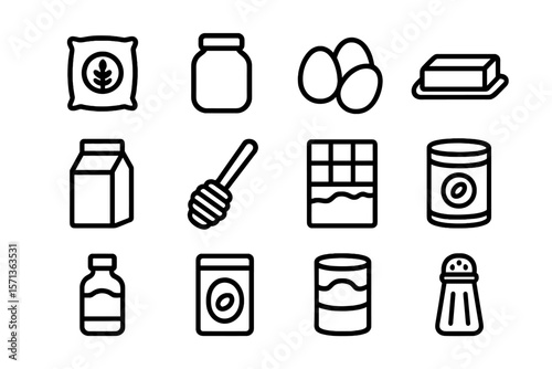 Baking ingredients vector illustration - line icons for cooking and kitchen design