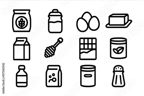Grocery icons vector illustration: flat style for kitchen and food design projects