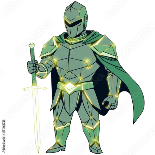 Knight-like hero with angular armor