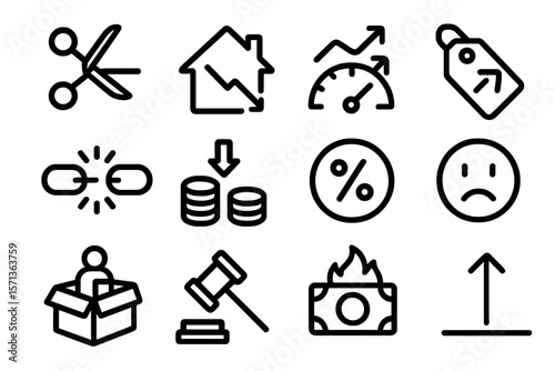 Business and finance icon set vector illustration for digital and print design in minimalist style
