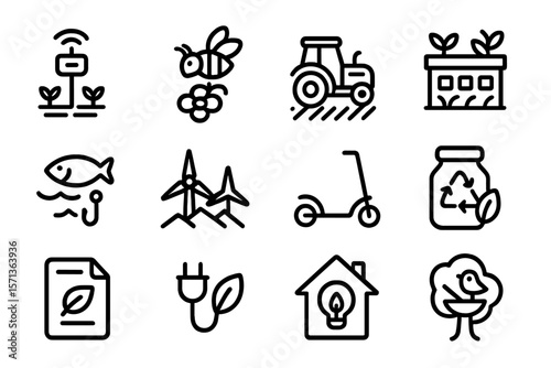 Eco-friendly agriculture and energy vector illustration for design and print