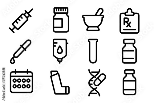 Healthcare and medicine line icons vector illustration for medical design projects
