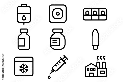 Medical supplies and equipment vector illustration in minimalist style for design and educational use