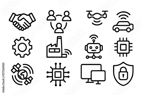Technology and innovation icons vector illustration for digital designs in flat style