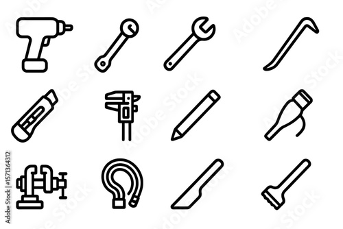 Handyman tool icons vector illustration in line style for design and infographics