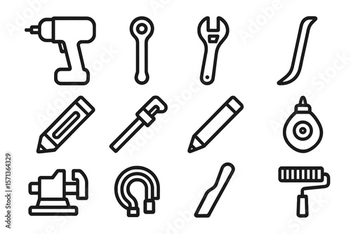 Tool icon set vector illustration for industrial and diy design