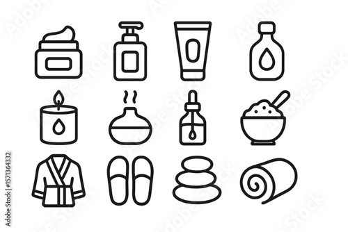 Spa and wellness icons vector illustration: beauty and relaxation elements for design