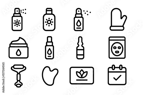Skincare and beauty icons vector illustration design for ui and prints in line style