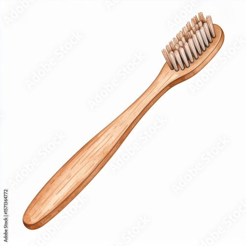 Wooden Bamboo Toothbrush with Brown Bristles