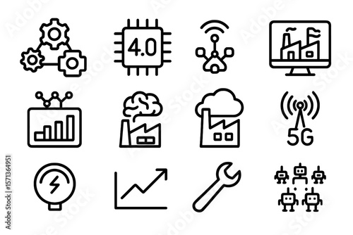 Industry 4.0 concept with automation and robotics vector illustration for technology design