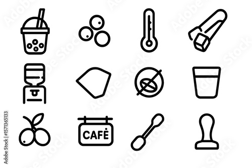 Coffee and cafe vector illustration icons set for design use