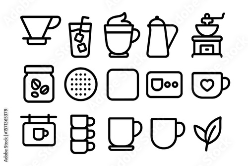 Coffee icons vector illustration: modern line design for digital and print