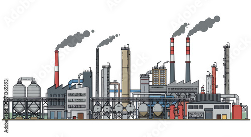 Industrial factory complex vector illustration for print and design