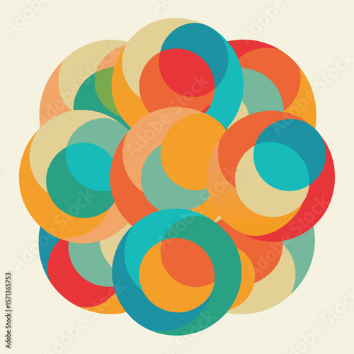 Vibrant overlapping colorful circles abstract composition with modern graphic design and aesthetic appeal for artistic projects