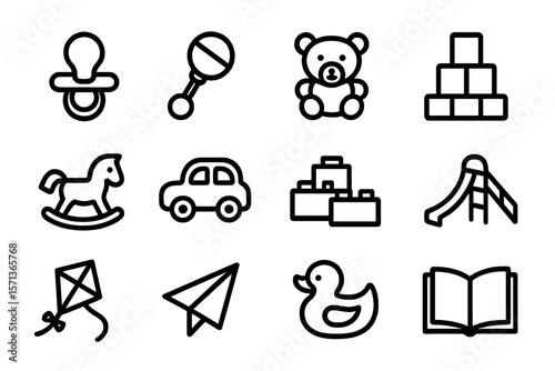 Baby and toddler toys vector illustration for children's design with playful icons