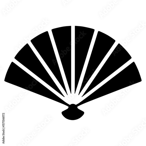 Traditional Hand Fan Silhouette Vector