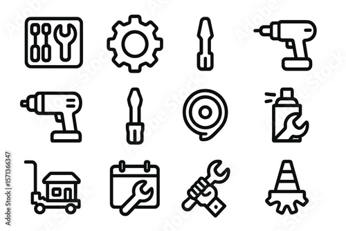 Vector illustration of maintenance and repair tools set for digital and print design in flat style