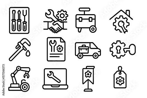 Tools and maintenance vector illustration: line icons for repair and service designs