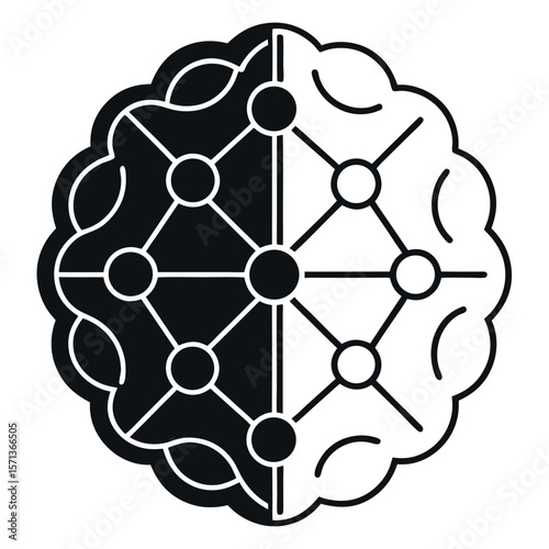 Abstract brain network icon isolated on white background