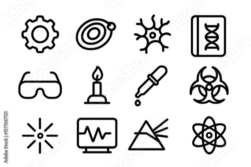 Science and technology icon set vector illustration for digital design and education in line style
