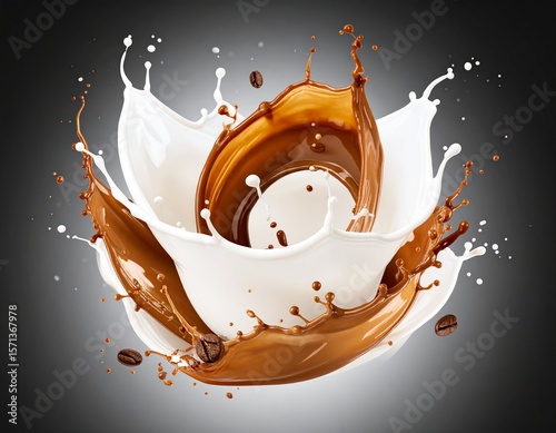 Swirling Milk and Coffee Splash in Motion