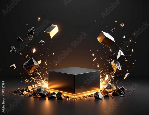 Floating Metallic Shards and Embers