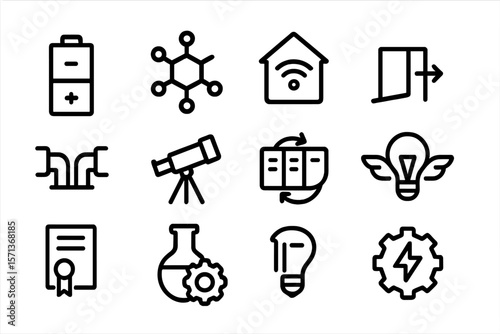 Technology and science icons vector illustration for digital and print media in minimalist style