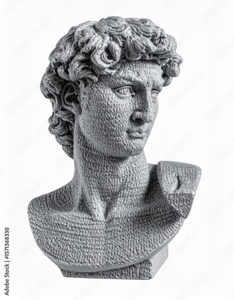 Obraz premium Gray Stone Male Bust Sculpture on White Background
