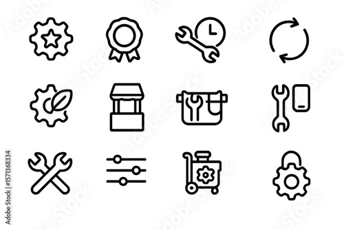 Vector illustration of maintenance and repair icons for tool and equipment design