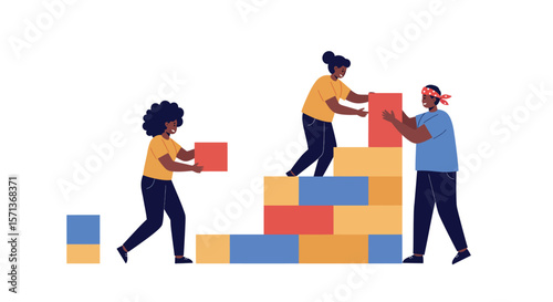 Collaborative teamwork concept in flat style vector illustration