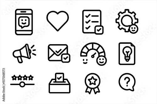 Set of minimalist line icons for mobile and web applications