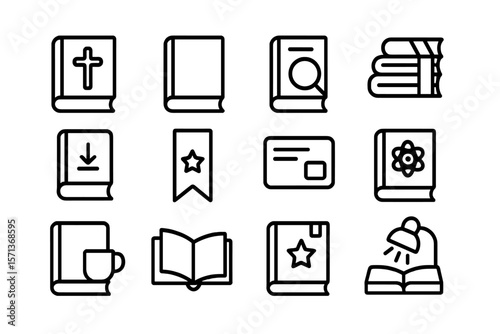 Collection of education and literature icons vector illustration for library and academic design