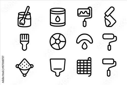 Essential painting tools vector illustration for diy and home improvement design