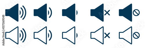 Black Outline Speaker Icon. Graphic Element Vector Icon Representing Volume, Sound, or Output. Speaker icon vector. volume sign and symbol. loudspeaker icon. sound symbol. Sound volume icons set. 
