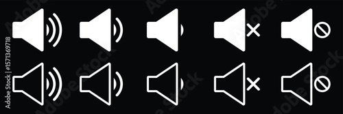 Speaker volume icon with sound waves. Speaker icon vector illustration. volume sign and symbol. loudspeaker icon. sound symbol. speaker on, off. Mute and silent icon set. Design eps 10. 