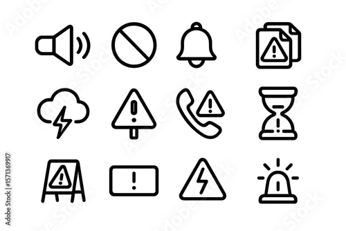 Warning and alert symbols vector illustration for design and interface elements